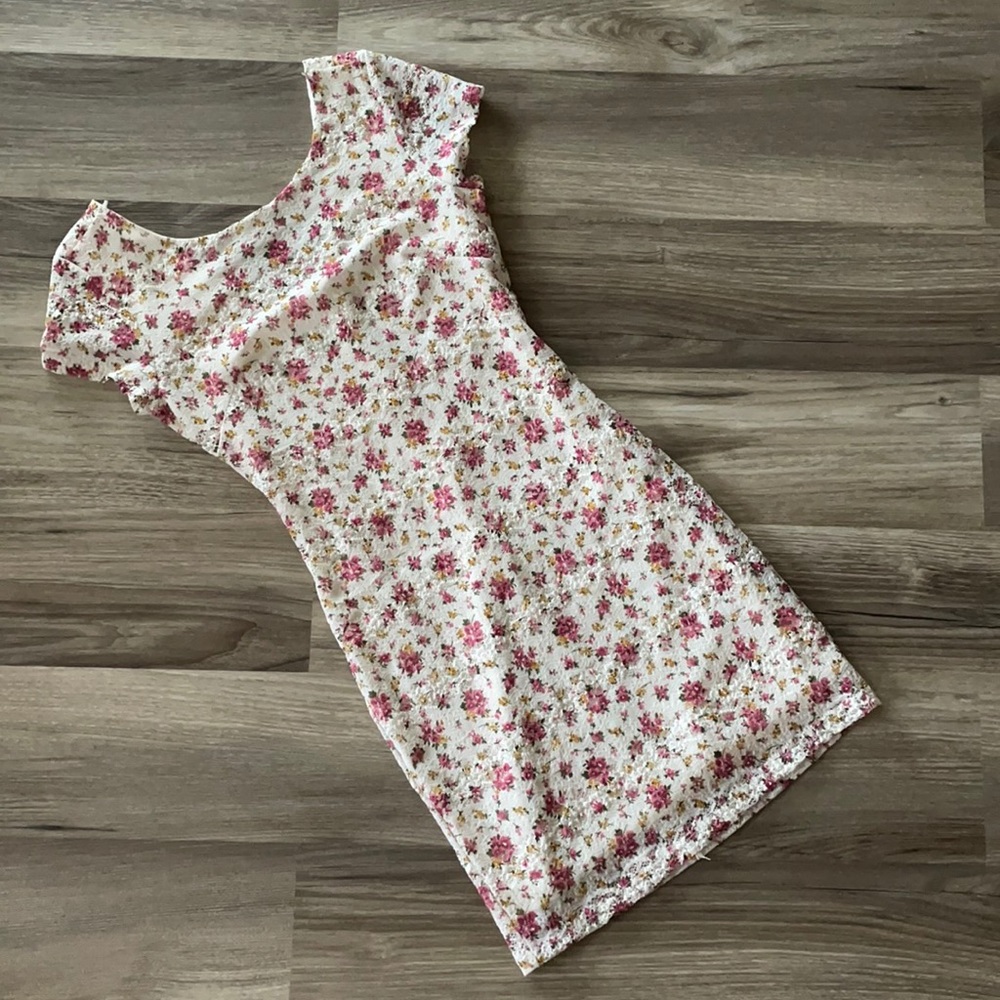 Lace Floral Short Sleeve Dress